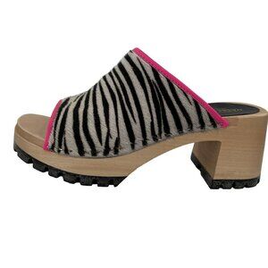 Hasbeens Open Toe Zebra Clogs Womens Size 38 New No Box Sweden Swedish 7.5 US